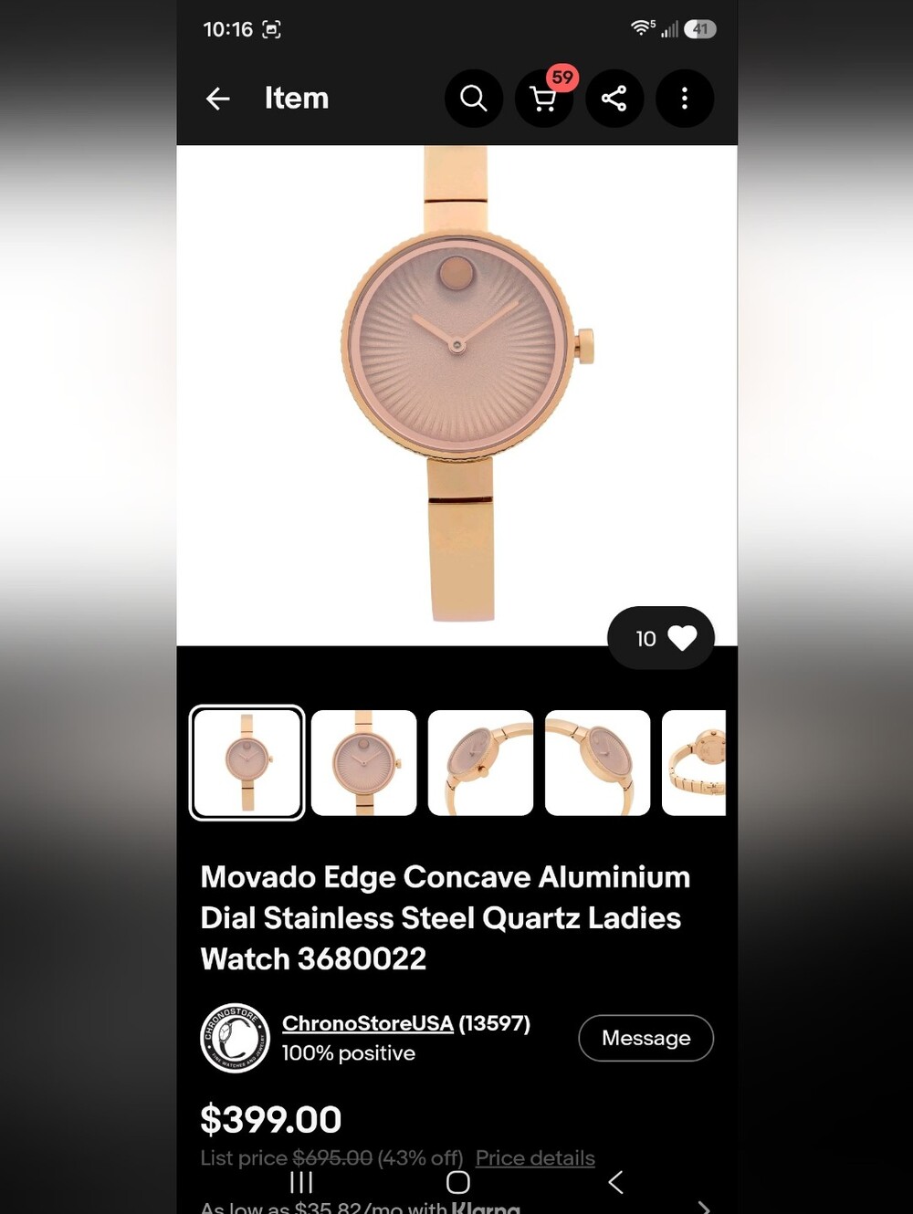 Movado Watch ROSE GOLD EDGE $995 - Picture 9 of 12